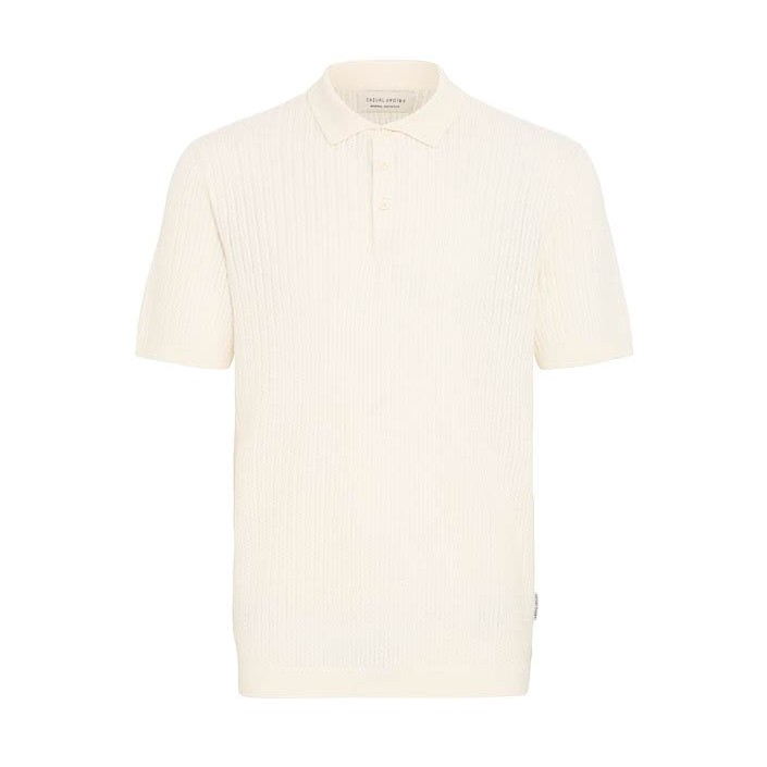 Casual Friday CFKARL structured knit polo:Knit Egret | Freewear CFKARL structured knit polo:Knit - www.freewear.nl - Freewear