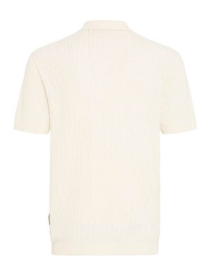 Casual Friday CFKARL structured knit polo:Knit Egret | Freewear CFKARL structured knit polo:Knit - www.freewear.nl - Freewear
