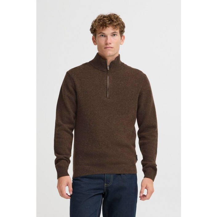 Casual Friday CFKARL halfzip lambswool knit:Knit Demitasse Melange | Freewear CFKARL halfzip lambswool knit:Knit - www.freewear.nl - Freewear