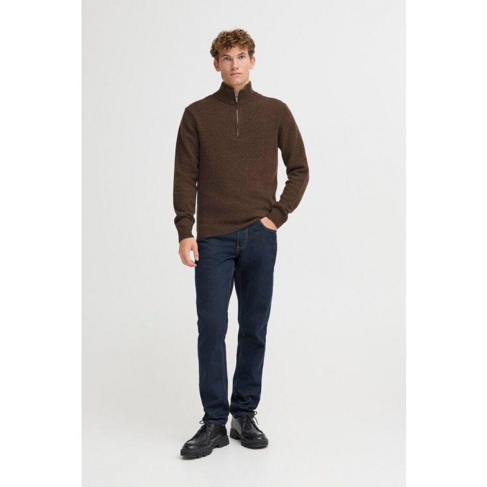 Casual Friday CFKARL halfzip lambswool knit:Knit Demitasse Melange | Freewear CFKARL halfzip lambswool knit:Knit - www.freewear.nl - Freewear