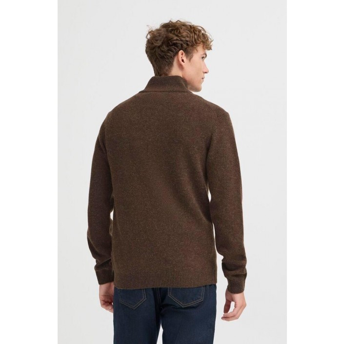Casual Friday CFKARL halfzip lambswool knit:Knit Demitasse Melange | Freewear CFKARL halfzip lambswool knit:Knit - www.freewear.nl - Freewear