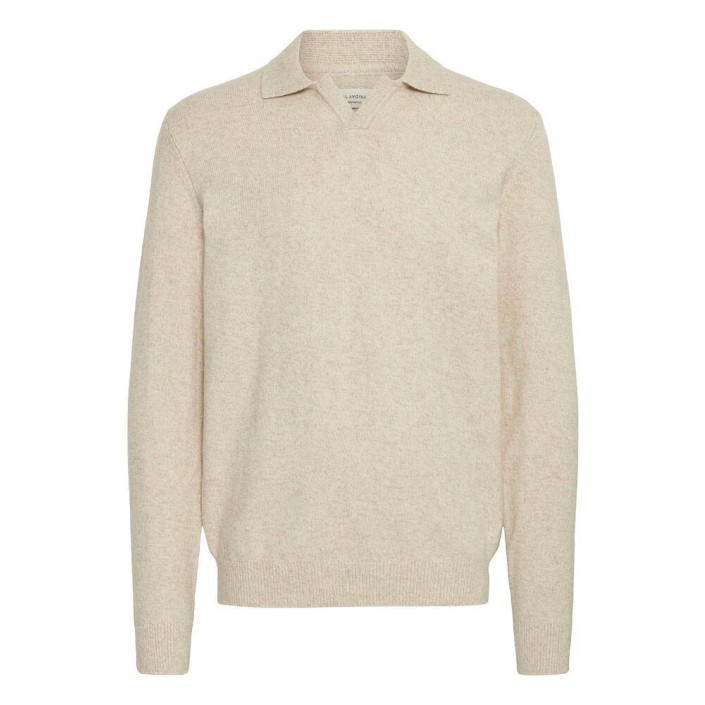 Casual Friday CFKARL polo knit:Knit Light sand Melange | Freewear CFKARL polo knit:Knit - www.freewear.nl - Freewear