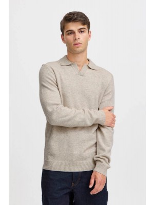Casual Friday CFKARL polo knit:Knit Light sand Melange | Freewear CFKARL polo knit:Knit - www.freewear.nl - Freewear