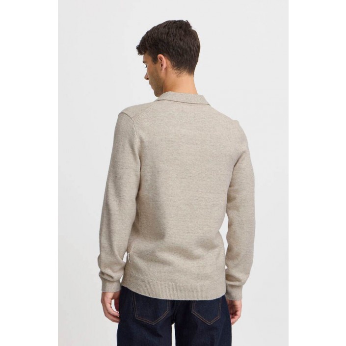Casual Friday CFKARL polo knit:Knit Light sand Melange | Freewear CFKARL polo knit:Knit - www.freewear.nl - Freewear