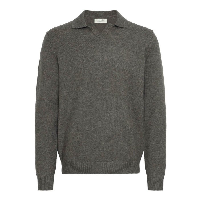Casual Friday CFKARL polo knit:Knit Pewter mix | Freewear CFKARL polo knit:Knit - www.freewear.nl - Freewear
