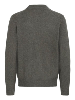 Casual Friday CFKARL polo knit:Knit Pewter mix | Freewear CFKARL polo knit:Knit - www.freewear.nl - Freewear