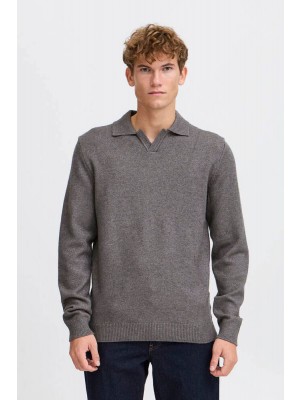 Casual Friday CFKARL polo knit:Knit Pewter mix | Freewear CFKARL polo knit:Knit - www.freewear.nl - Freewear