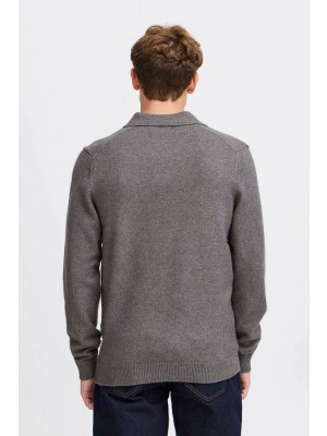 Casual Friday CFKARL polo knit:Knit Pewter mix | Freewear CFKARL polo knit:Knit - www.freewear.nl - Freewear
