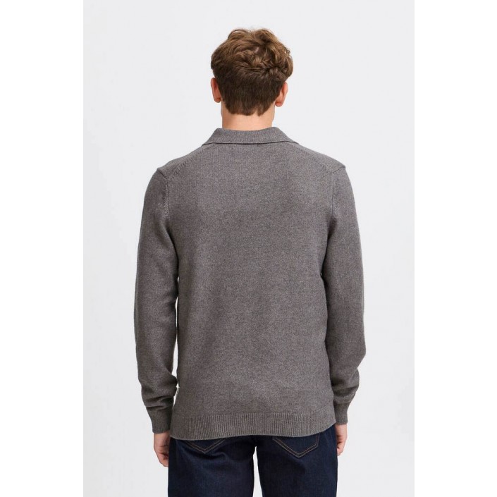 Casual Friday CFKARL polo knit:Knit Pewter mix | Freewear CFKARL polo knit:Knit - www.freewear.nl - Freewear