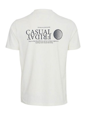 Casual Friday CFJOACHIM tee with back print:T-Shir Egret | Freewear CFJOACHIM tee with back print:T-Shir - www.freewear.nl - Freewear