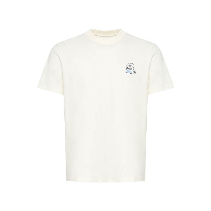 Casual Friday CFMORGAN 0195 tee with tea embriode: Egret | Freewear CFMORGAN 0195 tee with tea embriode: - www.freewear.nl - Freewear