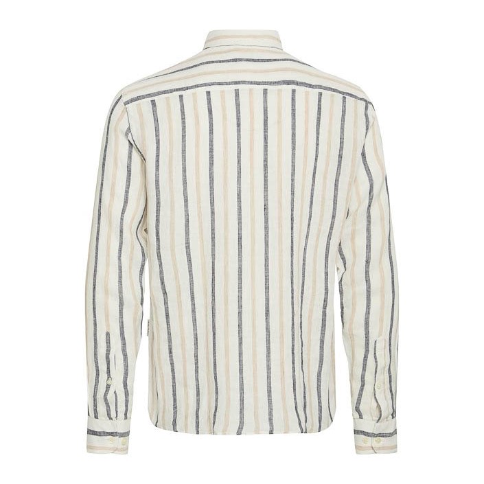 Casual Friday CFDYLAN LS BD striped linen shirt:Sh Plaza Taupe | Freewear CFDYLAN LS BD striped linen shirt:Sh - www.freewear.nl - Freewear