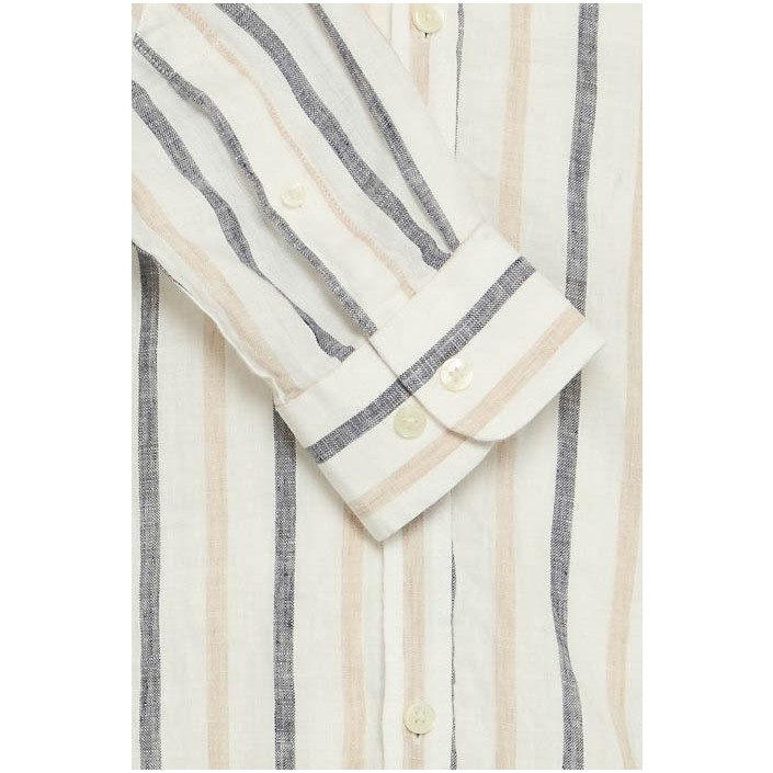 Casual Friday CFDYLAN LS BD striped linen shirt:Sh Plaza Taupe | Freewear CFDYLAN LS BD striped linen shirt:Sh - www.freewear.nl - Freewear