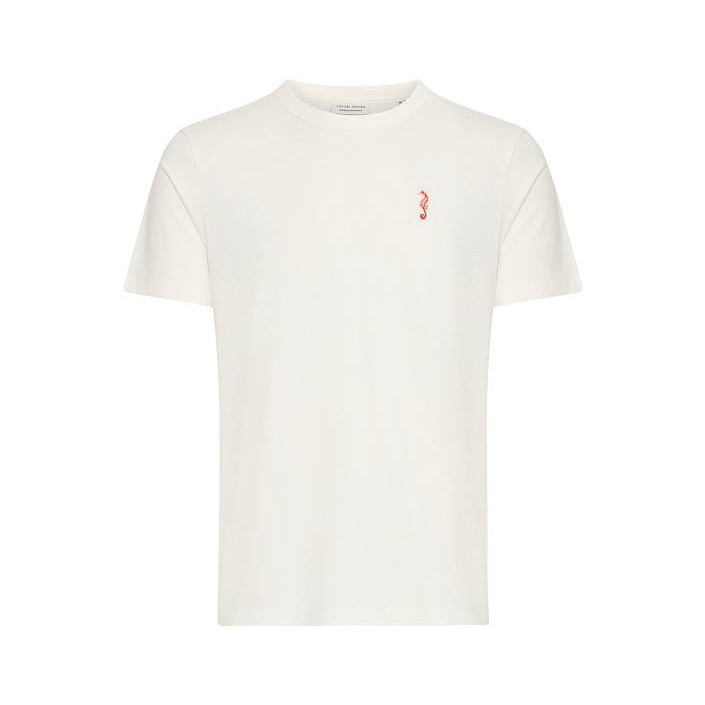 Casual Friday CFCARSON tee with embriodery:T-Shirt Egret | Freewear CFCARSON tee with embriodery:T-Shirt - www.freewear.nl - Freewear