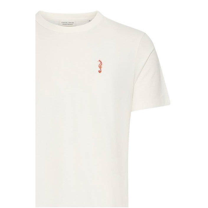 Casual Friday CFCARSON tee with embriodery:T-Shirt Egret | Freewear CFCARSON tee with embriodery:T-Shirt - www.freewear.nl - Freewear