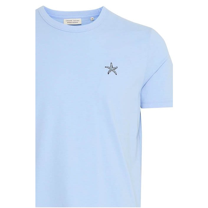 Casual Friday CFEMMET tee with embroidery:T-Shirts Chambray Blue | Freewear CFEMMET tee with embroidery:T-Shirts - www.freewear.nl - Freewear