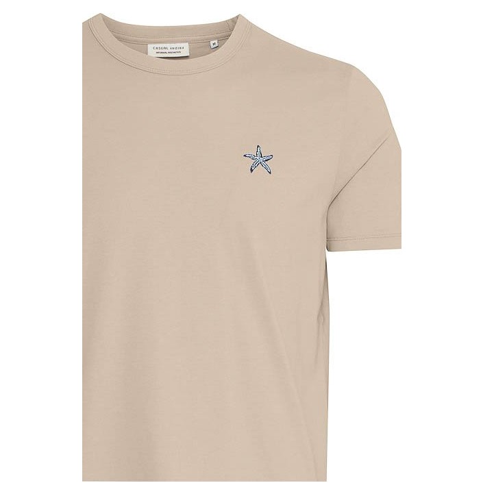 Casual Friday CFEMMET tee with embroidery:T-Shirts Plaza Taupe | Freewear CFEMMET tee with embroidery:T-Shirts - www.freewear.nl - Freewear