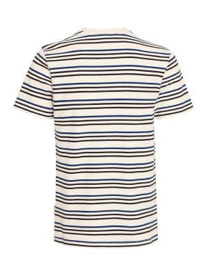 Casual Friday CFLEON striped frottÃ© tee:T-Shirts Cloud Dancer | Freewear CFLEON striped frottÃ© tee:T-Shirts - www.freewear.nl - Freewear