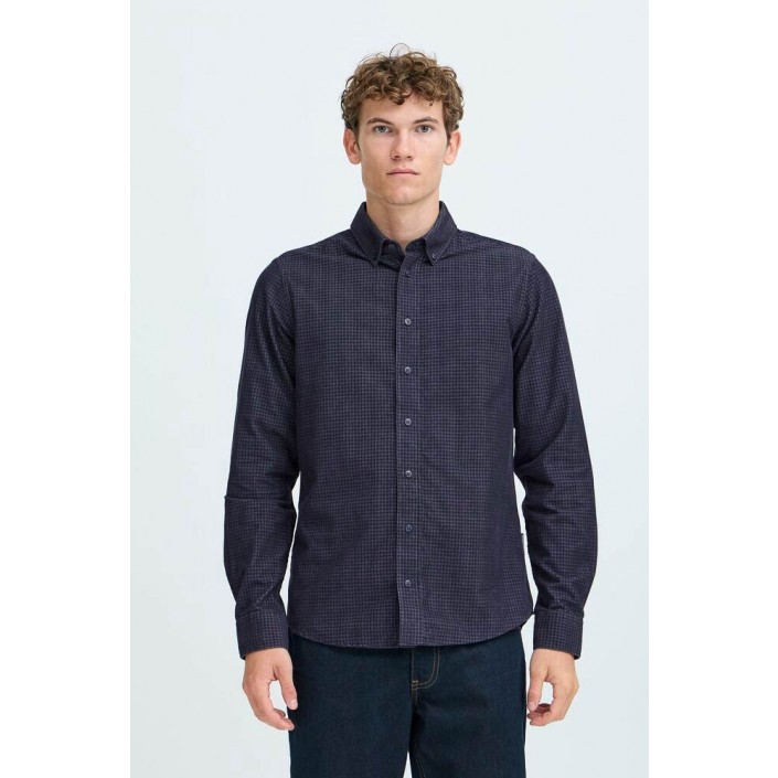 Casual Friday CFPONTUS LS BD checked corduroy shi: Dark Navy | Freewear CFPONTUS LS BD checked corduroy shi: - www.freewear.nl - Freewear