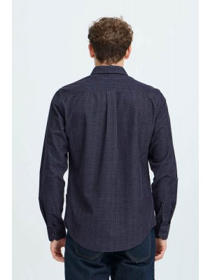 Casual Friday CFPONTUS LS BD checked corduroy shi: Dark Navy | Freewear CFPONTUS LS BD checked corduroy shi: - www.freewear.nl - Freewear
