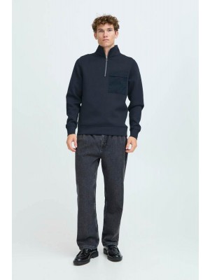 Casual Friday CFRO viscose sweat w.contrast pocke: navy | Freewear CFRO viscose sweat w.contrast pocke: - www.freewear.nl - Freewear