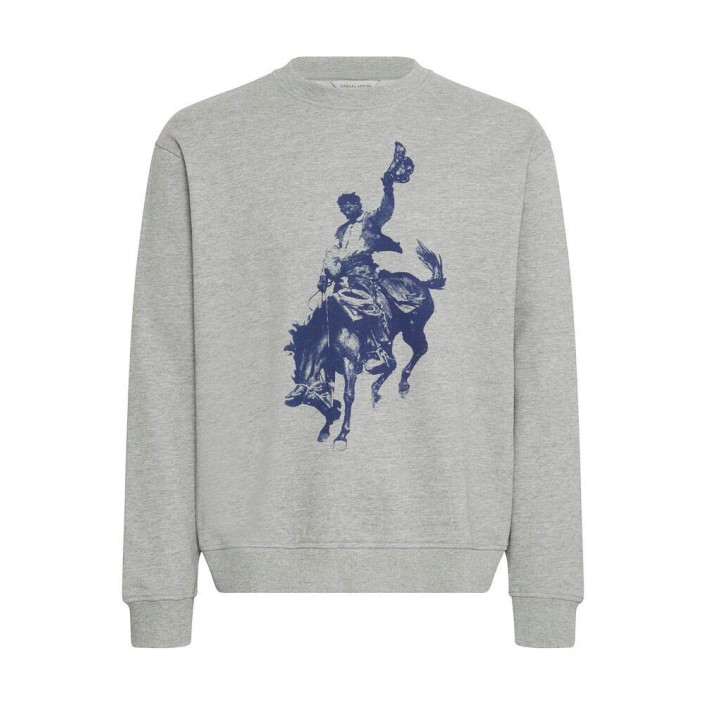 Casual Friday CFSIGVARD sweat with large front pr: Mid grey melange | Freewear CFSIGVARD sweat with large front pr: - www.freewear.nl - Freewear