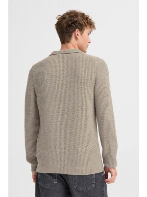 Casual Friday CFGAHN 1X1 RIB POLO KNIT:Knit Steeple Gray | Freewear CFGAHN 1X1 RIB POLO KNIT:Knit - www.freewear.nl - Freewear