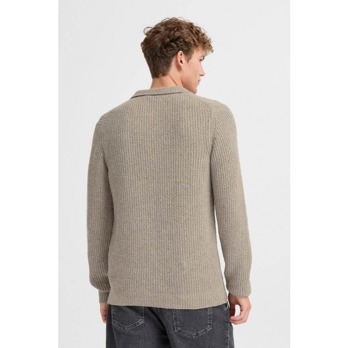 Casual Friday CFGAHN 1X1 RIB POLO KNIT:Knit Steeple Gray | Freewear CFGAHN 1X1 RIB POLO KNIT:Knit - www.freewear.nl - Freewear