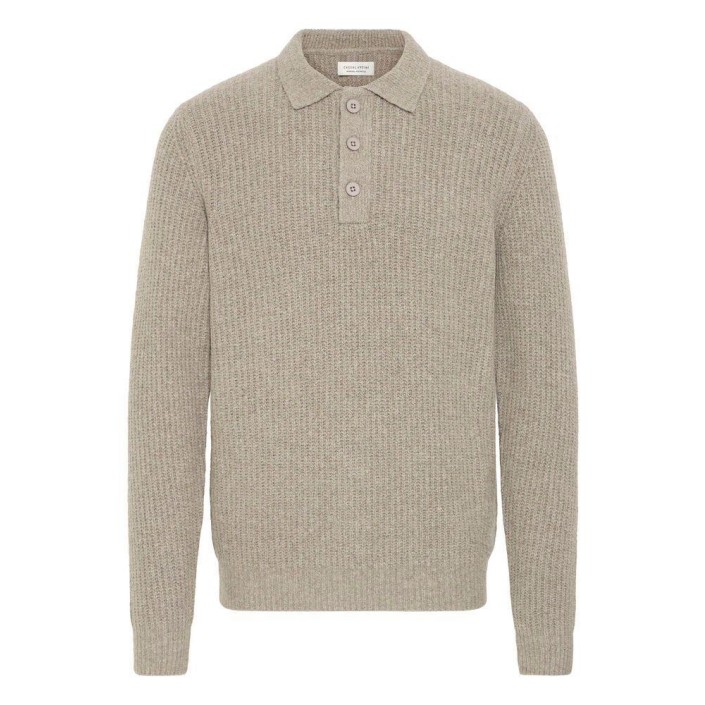 Casual Friday CFGAHN 1X1 RIB POLO KNIT:Knit Steeple Gray | Freewear CFGAHN 1X1 RIB POLO KNIT:Knit - www.freewear.nl - Freewear