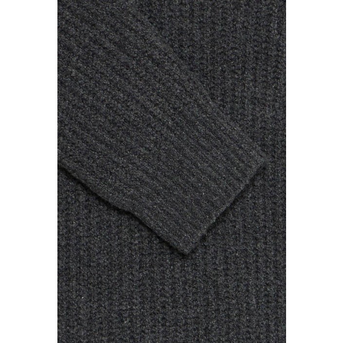 Casual Friday CFGAHN 1X1 RIB POLO KNIT:Knit CHARCOAL GRAY MELANGE | Freewear CFGAHN 1X1 RIB POLO KNIT:Knit - www.freewear.nl - Freewear