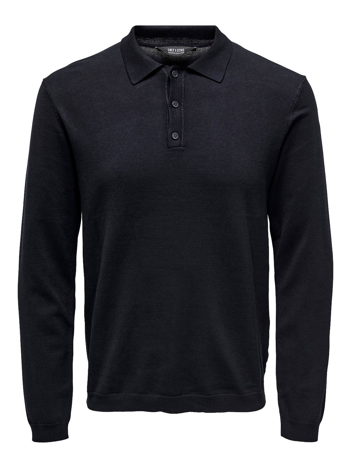 Only & Sons-polo -lange mouwen -knit- donker blauw-XS