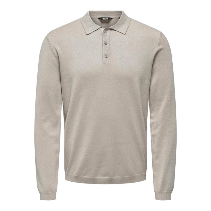 ONLY&SONS ONSWYLER LIFE REG 14 LS POLO KNIT Silver Lining | Freewear ONSWYLER LIFE REG 14 LS POLO KNIT - www.freewear.nl - Freewear