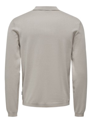 ONLY&SONS ONSWYLER LIFE REG 14 LS POLO KNIT Silver Lining | Freewear ONSWYLER LIFE REG 14 LS POLO KNIT - www.freewear.nl - Freewear