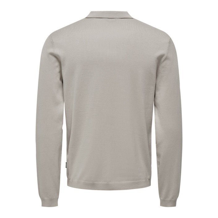 ONLY&SONS ONSWYLER LIFE REG 14 LS POLO KNIT Silver Lining | Freewear ONSWYLER LIFE REG 14 LS POLO KNIT - www.freewear.nl - Freewear
