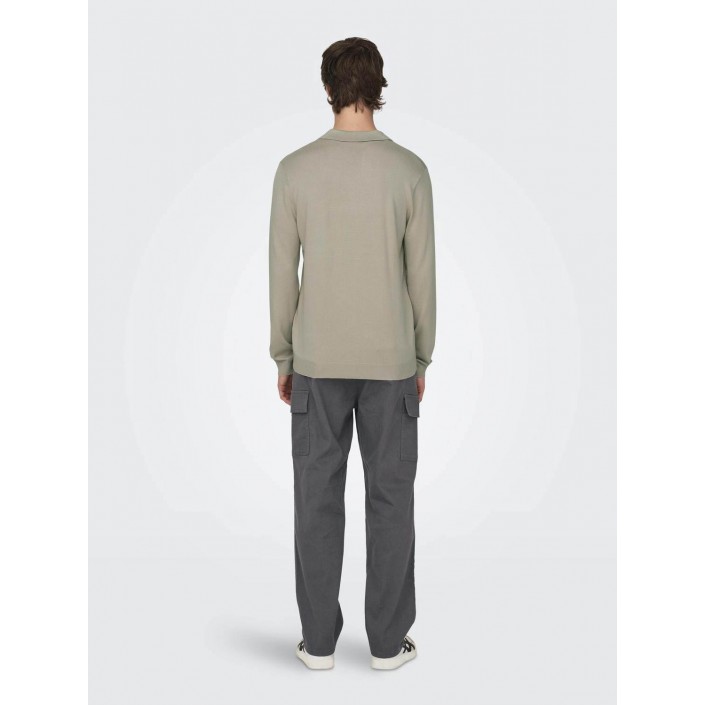 ONLY&SONS ONSWYLER LIFE REG 14 LS POLO KNIT Silver Lining | Freewear ONSWYLER LIFE REG 14 LS POLO KNIT - www.freewear.nl - Freewear