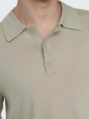 ONLY&SONS ONSWYLER LIFE REG 14 LS POLO KNIT Silver Lining | Freewear ONSWYLER LIFE REG 14 LS POLO KNIT - www.freewear.nl - Freewear