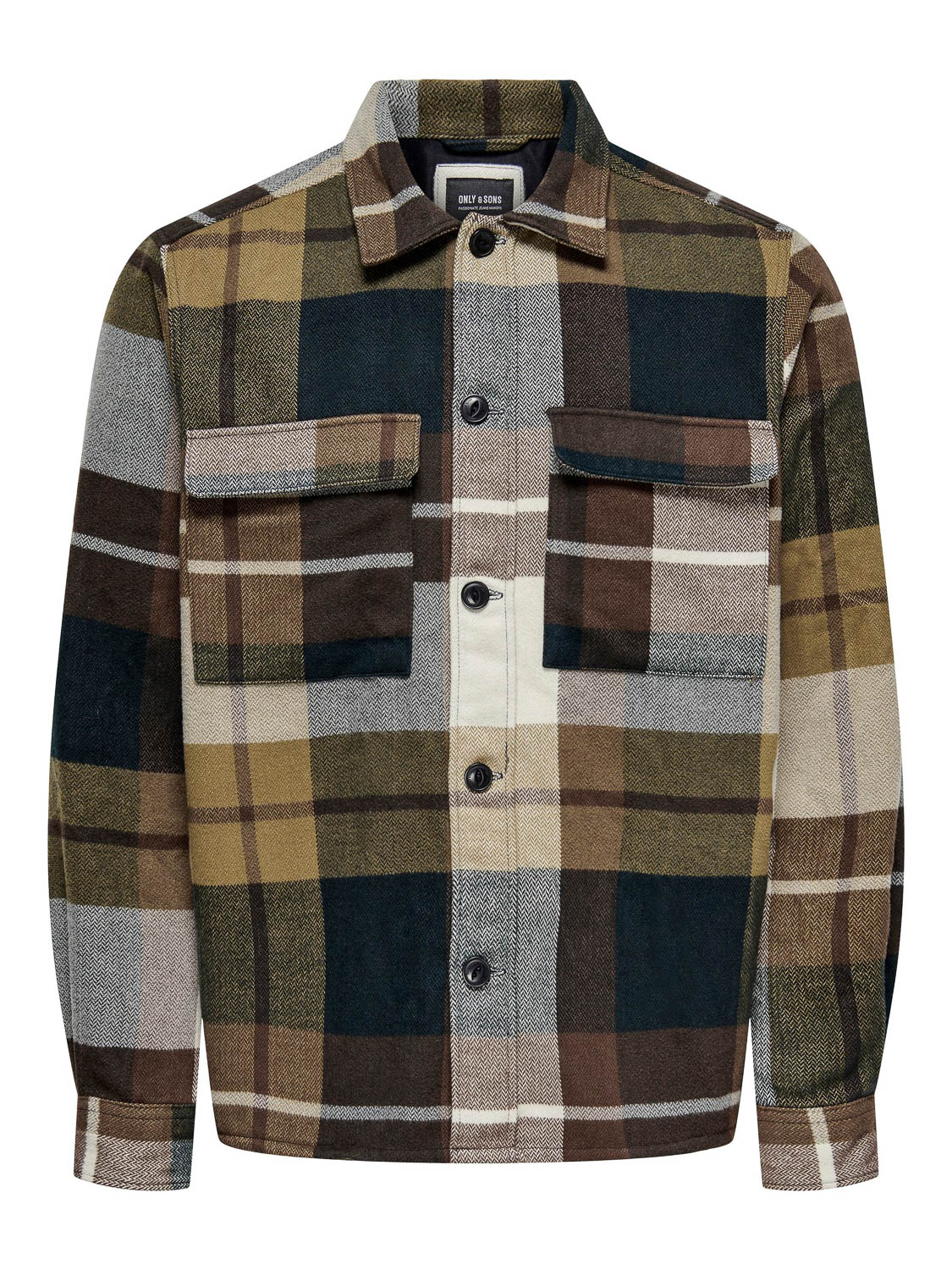 ONLY & SONS ONSLEROY LS WOOLEN LOOK CHECK OVERSHIRT Heren Shirt  - Maat L
