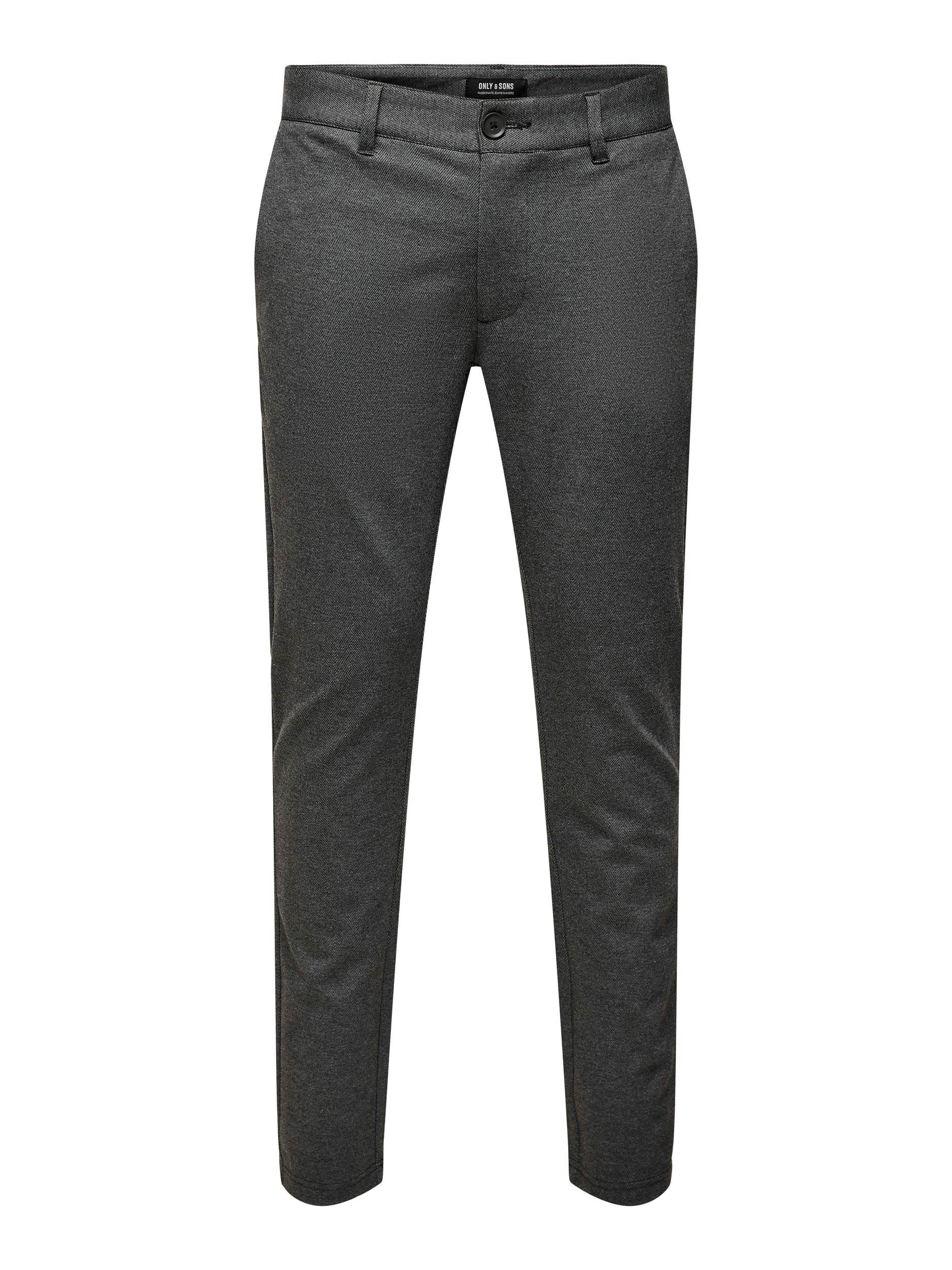 ONLY & SONS Mark Tap Herringbone 2911 Een Broek - Heren - Black - 38