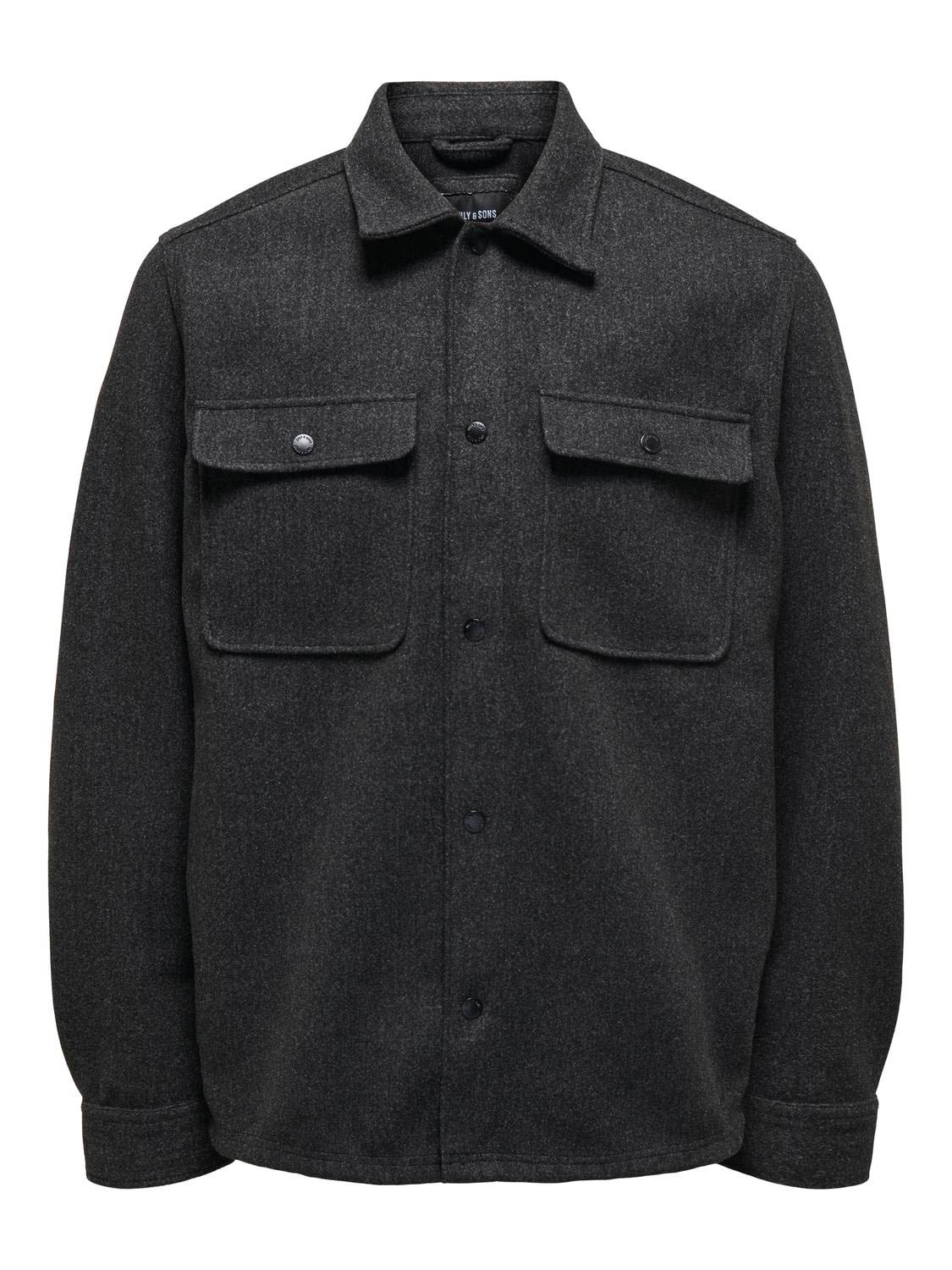 ONLY & SONS ONSASH OVR WOOLEN LOOK PKT LS SHIRT NOOS Heren Overhemd - Maat M