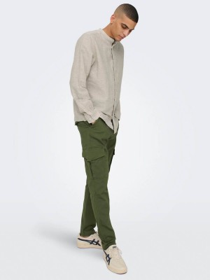ONLY&SONS ONSDEAN LIFE TAP CARGO 0032 PANT NO: Olive Night | Freewear ONSDEAN LIFE TAP CARGO 0032 PANT NO: - www.freewear.nl - Freewear