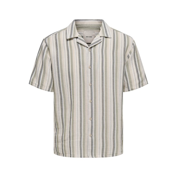 ONLY&SONS ONSTREV LIFE REG STRUC STRIPE SS SH: Seagrass/Multi Stripe | Freewear ONSTREV LIFE REG STRUC STRIPE SS SH: - www.freewear.nl - Freewear