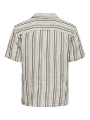 ONLY&SONS ONSTREV LIFE REG STRUC STRIPE SS SH: Seagrass/Multi Stripe | Freewear ONSTREV LIFE REG STRUC STRIPE SS SH: - www.freewear.nl - Freewear