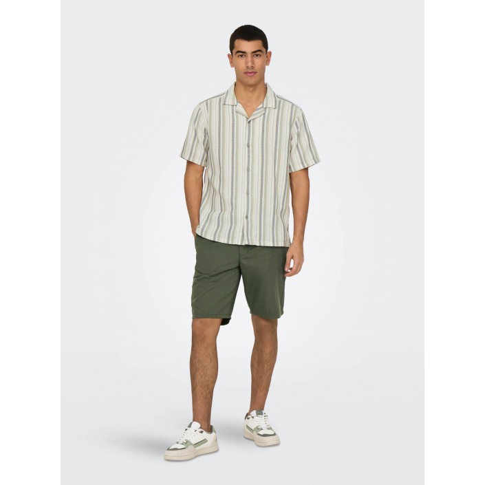ONLY&SONS ONSTREV LIFE REG STRUC STRIPE SS SH: Seagrass/Multi Stripe | Freewear ONSTREV LIFE REG STRUC STRIPE SS SH: - www.freewear.nl - Freewear