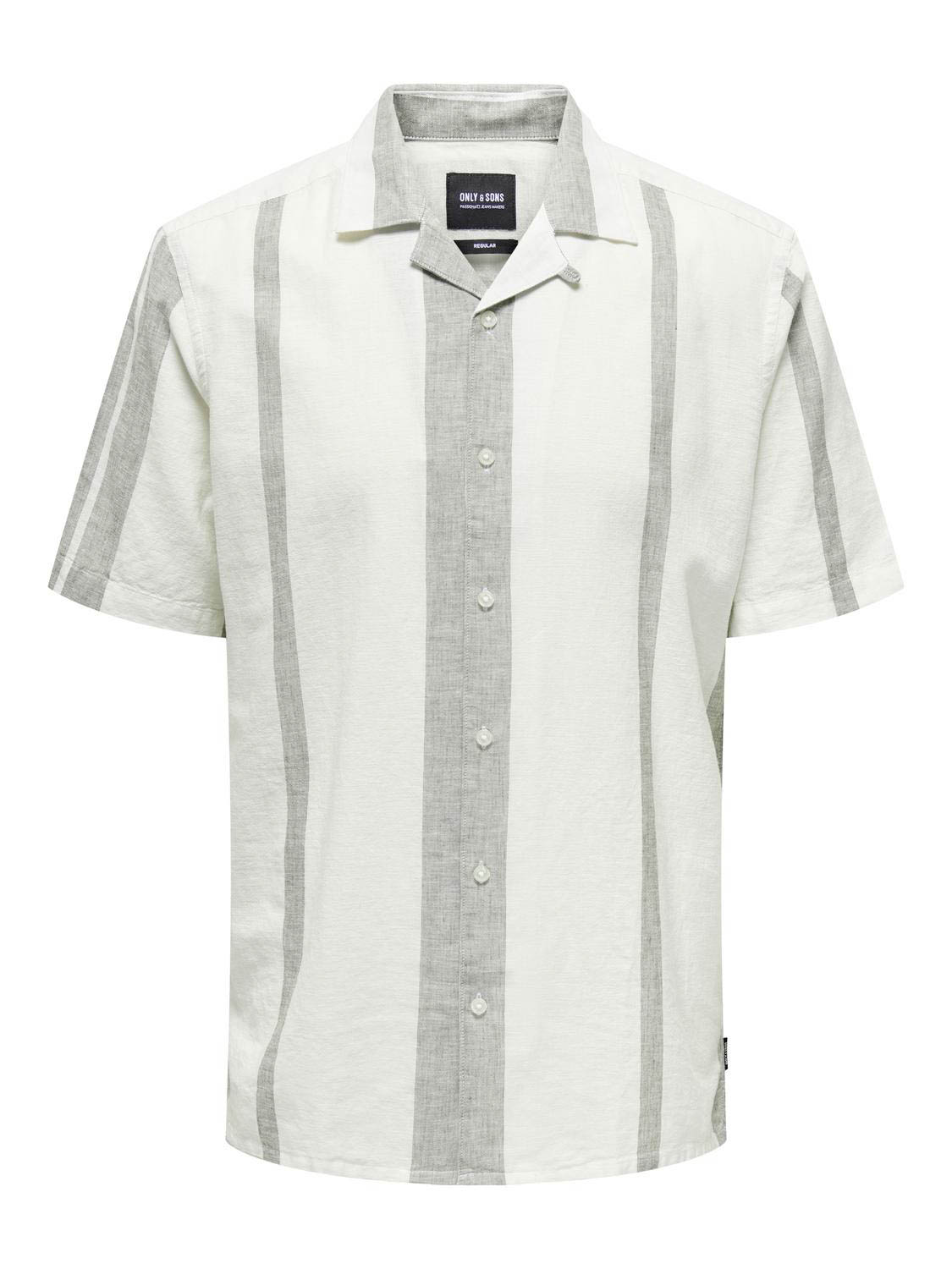 Only & Sons Overhemd Onscaiden Ss Stripe Linen Resort No 22026109 Dusty Olive Mannen Maat - XL