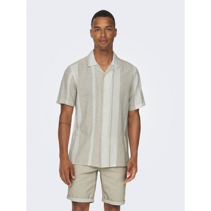ONLY&SONS ONSCAIDEN LIFE STRIPE LINEN RESORT : Vintage Khaki | Freewear ONSCAIDEN LIFE STRIPE LINEN RESORT : - www.freewear.nl - Freewear
