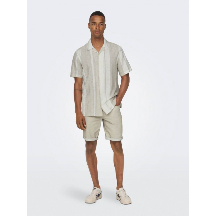 ONLY&SONS ONSCAIDEN LIFE STRIPE LINEN RESORT : Vintage Khaki | Freewear ONSCAIDEN LIFE STRIPE LINEN RESORT : - www.freewear.nl - Freewear