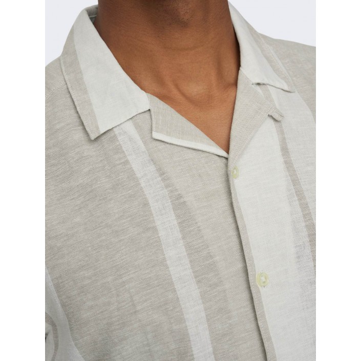 ONLY&SONS ONSCAIDEN LIFE STRIPE LINEN RESORT : Vintage Khaki | Freewear ONSCAIDEN LIFE STRIPE LINEN RESORT : - www.freewear.nl - Freewear
