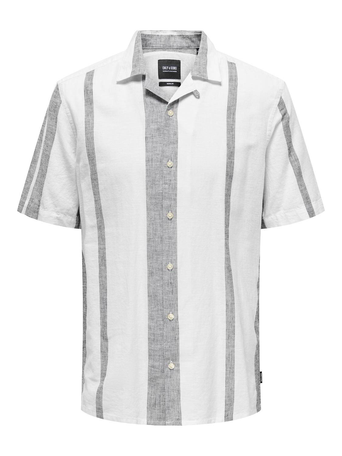 ONLY & SONS ONSCAIDEN SS STRIPE LINEN RESORT SHIRT Heren Overhemd - Maat L