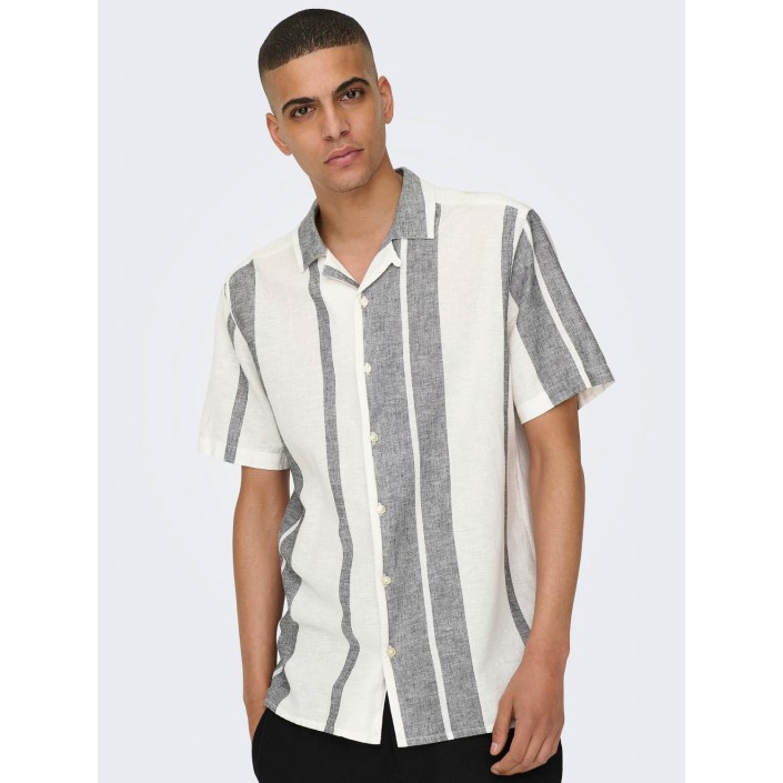 ONLY&SONS ONSCAIDEN LIFE STRIPE LINEN RESORT : Cloud Dancer | Freewear ONSCAIDEN LIFE STRIPE LINEN RESORT : - www.freewear.nl - Freewear