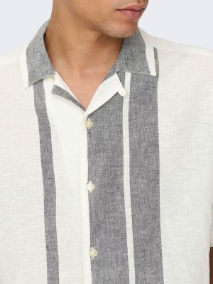 ONLY&SONS ONSCAIDEN LIFE STRIPE LINEN RESORT : Cloud Dancer | Freewear ONSCAIDEN LIFE STRIPE LINEN RESORT : - www.freewear.nl - Freewear
